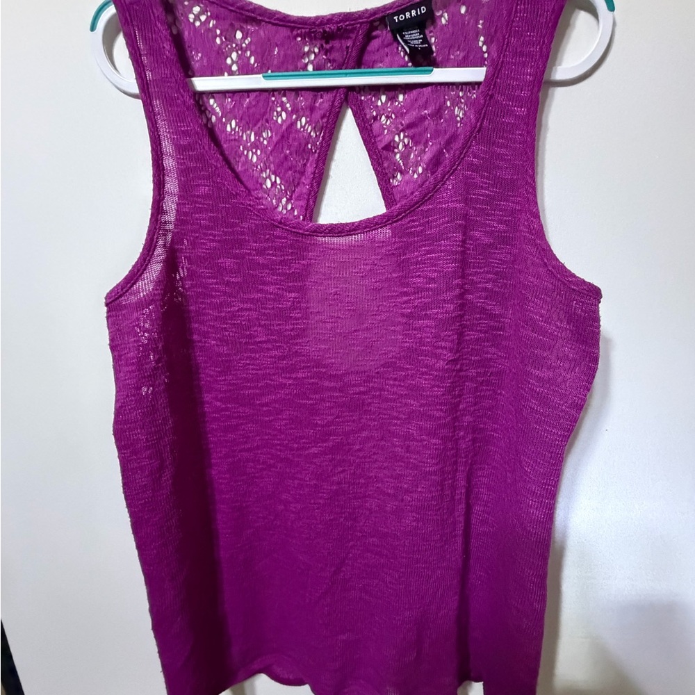 Torrid Magenta Tank Top for Women- Lace Back